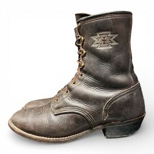 Vintage Abilene Lace-Up Leather Boots, Brown – USA Made – Men's 9